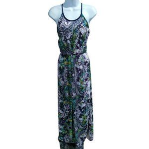 Zinga Blue Print Sleeveless Non Stretch Maxi Dress Size S